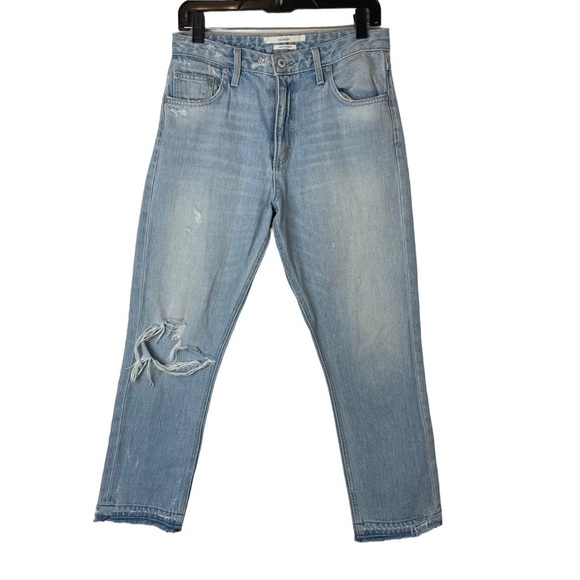TULAROSA size 27 Hailey Straight Jeans Distressed raw hem light wash - Picture 2 of 9